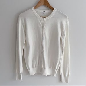Uniqlo｜Soft Long Sleeve White Cardigan Sweater Sz S
